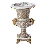 Ваза с овнами из фарфора с бронзовыми элементами Bronze Aries варинант исполнения - 1 | Loft Concept в Нижнем Новгороде