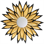 Зеркало-солнце в раме золотого и черного цвета Rays of Peace варинант исполнения - 1 | Loft Concept в Нижнем Новгороде