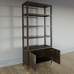 Стеллаж со стеклянными полками Elsa Dreams Walnut варинант исполнения - 3 | Loft Concept в Нижнем Новгороде