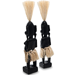 Комплект из 2-х деревянных статуэток Asmat Straw Headdress Statuettes Black варинант исполнения - 2 | Loft Concept в Нижнем Новгороде