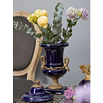 Ваза темно-синего цвета из фарфора с бронзовыми ручками в виде змей Высота 39 см Eden Garden porcelain and bronze варинант исполнения - 1 | Loft Concept в Нижнем Новгороде