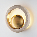 Бра с бежевым текстурным кольцом и латунным шаром в центре Tactile  варинант исполнения - 3 | Loft Concept в Нижнем Новгороде