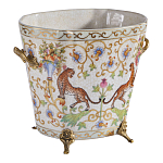 Кашпо с растительным и животным орнаментом на бронзовых ножках Turquoise Blooming Garden варинант исполнения - 2 | Loft Concept в Нижнем Новгороде