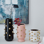 Ваза черная цилиндрическая с глянцевым покрытием и золотыми декоративными элементами Molecule Collection варинант исполнения - 4 | Loft Concept в Нижнем Новгороде