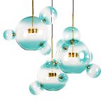 Люстра подвесная с прозрачными бирюзовыми стеклянными шарами и круглым основанием 3 лампы Giopato & Coombes варинант исполнения - 5 | Loft Concept в Нижнем Новгороде