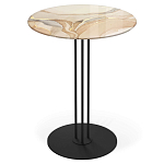 Стол журнальный круглый с бежевой столешницей из стекла Beige Marble варинант исполнения - 1 | Loft Concept в Нижнем Новгороде