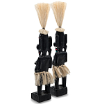 Комплект из 2-х деревянных статуэток Asmat Straw Headdress Statuettes Black Turquoise варинант исполнения - 2 | Loft Concept в Нижнем Новгороде