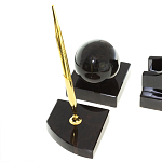 Настольный письменный набор из чёрного обсидиана с декором в виде льва Golden Lion варинант исполнения - 5 | Loft Concept в Нижнем Новгороде