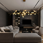 Люстра в виде золотой ветки с цветами и птичками Marvelous Garden варинант исполнения - 1 | Loft Concept в Нижнем Новгороде