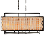 Люстра прямоугольной формы с чёрным каркасом и вставкой из плетеного материала Cage for Light варинант исполнения - 1 | Loft Concept в Нижнем Новгороде