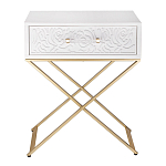 Приставной столик с выдвижным ящиком  White Table Carved Pattern варинант исполнения - 4 | Loft Concept в Нижнем Новгороде