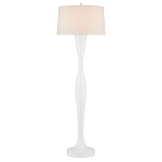 Торшер белый с тканевым абажуром на деревянном основании Graceful Silhouette варинант исполнения - 3 | Loft Concept в Нижнем Новгороде