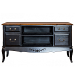 ТВ-тумба черная из массива березы с 4-мя ящиками и 2-мя полками в стиле прованс Vintage  варинант исполнения - 1 | Loft Concept в Нижнем Новгороде