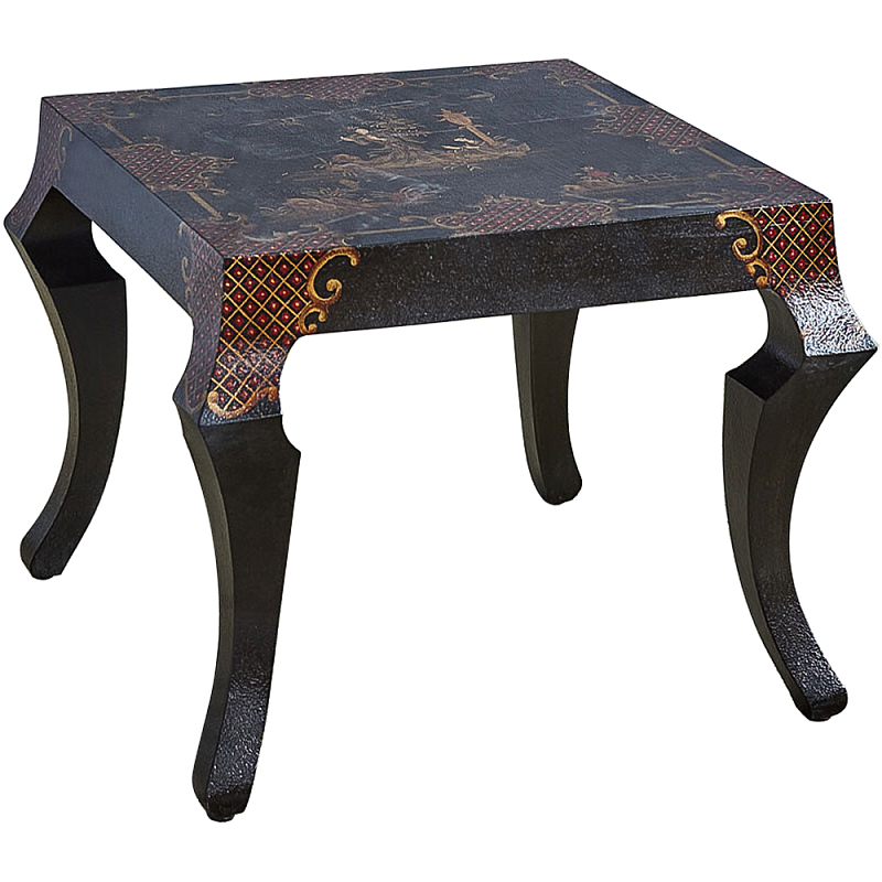 Квадратный кофейный стол Шинуазри с фигурными ножками Chinoiserie Collection Coffee Table Черный Золотой Красный в Нижнем Новгороде | Loft Concept 