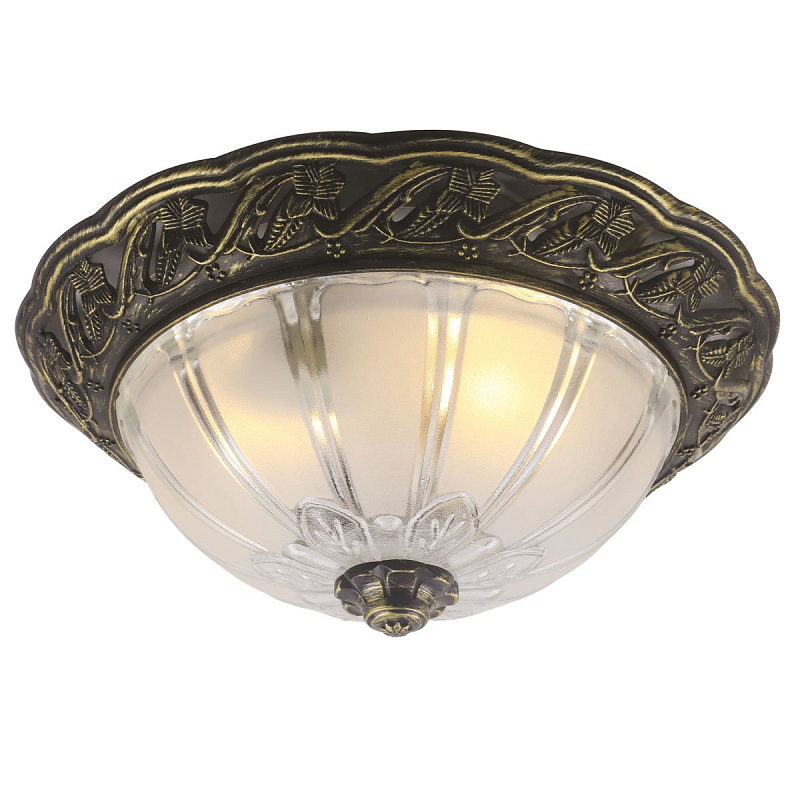 Потолочный светильник Flush Mount Ceiling Light bronze corrugated glass Античная Бронза Потолочный светильник Flush Mount Ceiling Light bronze corrugated glass Античная Бронза в Нижнем Новгороде | Loft Concept