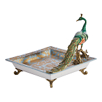Блюдо квадратное с павлином на бронзовых ножках Eden Garden варинант исполнения - 2 | Loft Concept в Нижнем Новгороде