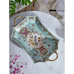 Блюдо прямоугольное из голубого фарфора с ручками и рисунком птиц и цветов Blue Garden варинант исполнения - 3 | Loft Concept в Нижнем Новгороде