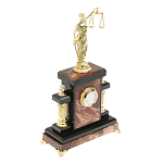 Часы настольные бронзовые из натурального камня Яшма с декором в виде Фемиды Themis Stone Clock варинант исполнения - 2 | Loft Concept в Нижнем Новгороде