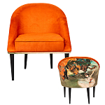 Кресло из натурального бука оранжевое с цветным принтом Impressionism in Art варинант исполнения - 2 | Loft Concept в Нижнем Новгороде