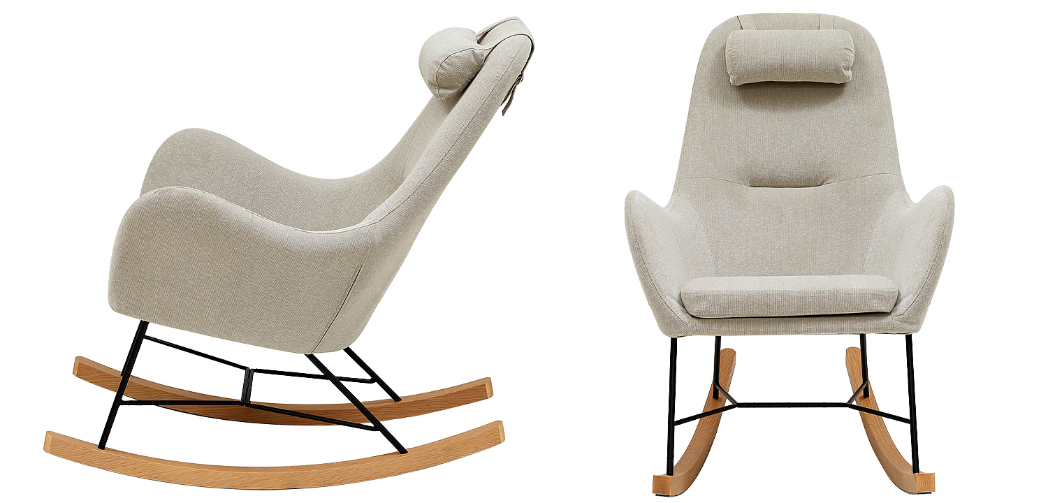 Бежевое Кресло-качалка с подушкой Rhyley Rocking Chair Бежевое Кресло-качалка с подушкой Rhyley Rocking Chair - Loft-Concept в Нижнем Новгороде