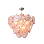 Люстра с каскадом из круглых розовых стеклянных дисков Pink Light Waterfall варинант исполнения - 3 | Loft Concept в Нижнем Новгороде