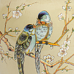 Настольная лампа бежевая с изображением птиц Slip Away варинант исполнения - 6 | Loft Concept в Нижнем Новгороде