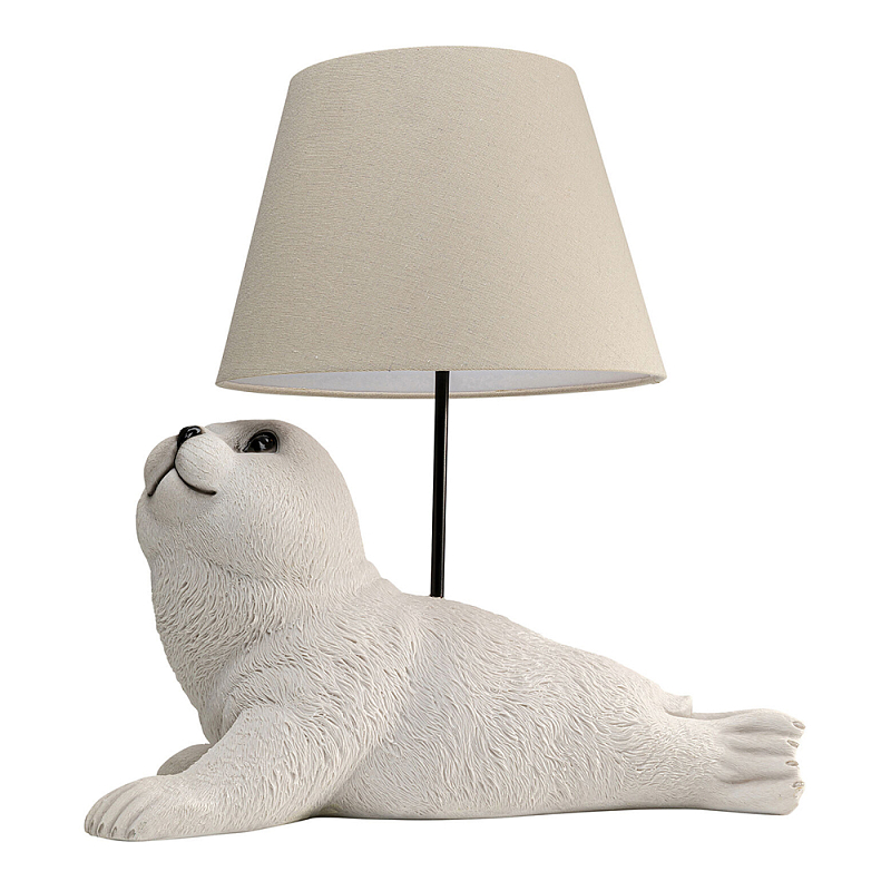 Настольная лампа в детскую Белый морской котик Бежевый Молочный в Нижнем Новгороде | Loft Concept 