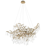 Подвесная люстра в виде ветвей деревьев золотого цвета с прозрачными подвесками-каплями 10 и 14 ламп Droplet Chandelier варинант исполнения - 3 | Loft Concept в Нижнем Новгороде