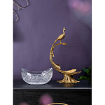 Чаша из прозрачного стекла на бронзовой подставке в виде павлина с рельефным хвостом Eden Garden варинант исполнения - 7 | Loft Concept в Нижнем Новгороде
