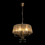 Люстра подвесная круглая с тканевым полупрозрачным абажуром и подвесками 6 ламп Gilded Elegance варинант исполнения - 3 | Loft Concept в Нижнем Новгороде