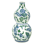 Ваза фигурная с сине-зелеными узорами распустившихся цветов Blossoming Spring варинант исполнения - 1 | Loft Concept в Нижнем Новгороде