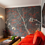 Обои ручная роспись Summer Night Blossom Original colourway on Edo Night painted silk варинант исполнения - 2 | Loft Concept в Нижнем Новгороде