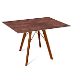 Стол обеденный с коричневой прямоугольной столешницей из керамики на четырех деревянных ножках Brown Ceramics варинант исполнения - 1 | Loft Concept в Нижнем Новгороде