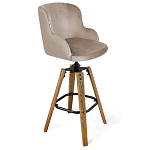 Барный стул со спинкой и подлокотниками на 4-х коричневых ножках Бежевый Велюр Ava Charm варинант исполнения - 1 | Loft Concept в Нижнем Новгороде