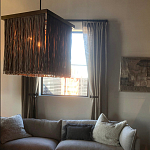 Люстра квадратная с бахромой и подвесом из деревянных бусин Psyche варинант исполнения - 3 | Loft Concept в Нижнем Новгороде