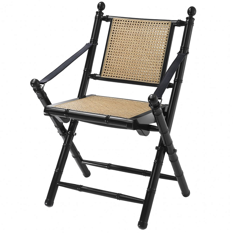 Стул Eichholtz Folding Chair Bolsena Black Черный Бежевый в Нижнем Новгороде | Loft Concept 