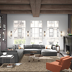 Бра цвета хром с круглой рамой и цилиндрическим прозрачным стеклянным плафоном на прямоугольном основании Feiss варинант исполнения - 4 | Loft Concept в Нижнем Новгороде