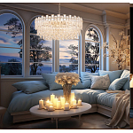 Круглая люстра с хрустальными подвесками на золотистом каркасе Gorgeous Crystal Light варинант исполнения - 13 | Loft Concept в Нижнем Новгороде