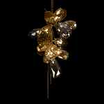 Люстра подвесная вытянутой формы с плафонами из стекла и металла с тремя вертикальными подвесками Gilded Mirage  варинант исполнения - 5 | Loft Concept в Нижнем Новгороде