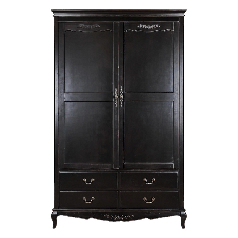 Шкаф черный с 4-мя ящиками и 2-мя дверцами в стиле Прованс Vintage Черный в Нижнем Новгороде | Loft Concept 