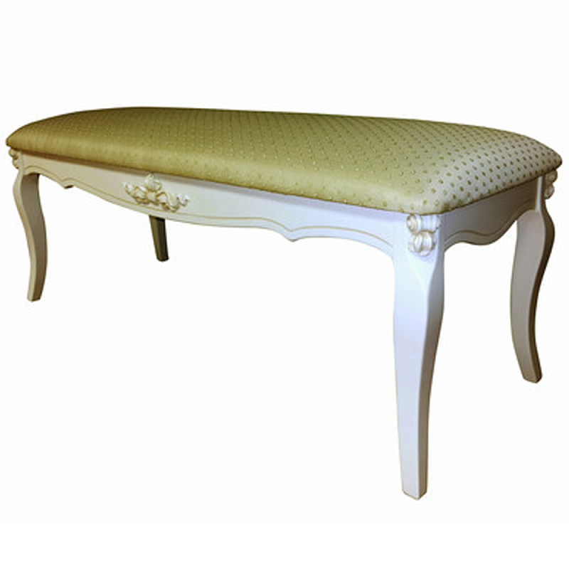 Банкетка велюр в стиле прованс Lotte French Seating Banquette Белый Бежевый в Нижнем Новгороде | Loft Concept 