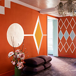 Обои ручная роспись Chez Nina by India Mahdavi Lantana colourway on Arancio dyed silk варинант исполнения - 1 | Loft Concept в Нижнем Новгороде