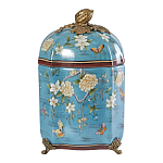 Ваза голубая с крышкой и цветочным узором Genuine Chinese Classics варинант исполнения - 1 | Loft Concept в Нижнем Новгороде