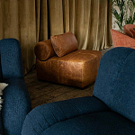 Кожаное модульное кресло коричневое без подлокотников с подушкой Coul Leather Modular Armchair варинант исполнения - 6 | Loft Concept в Нижнем Новгороде