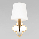 Бра с белым текстильным абажуром и декоративным основанием в виде четырехлистника с зеркальной вставкой Vitorino варинант исполнения - 18 | Loft Concept в Нижнем Новгороде