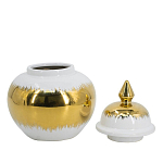 Ваза белая с крышкой и золотистыми фрагментами 24 см Chinoiserie Ceramics варинант исполнения - 2 | Loft Concept в Нижнем Новгороде