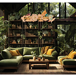 Люстра круглая на золотом каркасе с птичками и цветочным декором Miscellaneous herbs варинант исполнения - 10 | Loft Concept в Нижнем Новгороде