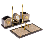 Настольный письменный набор из бежевого мрамора с часами Marble Accessory варинант исполнения - 2 | Loft Concept в Нижнем Новгороде