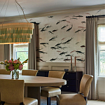 Обои ручная роспись Fishes Blue Pearl on Tarnished Silver gilded silk with pearlescent antiquing варинант исполнения - 3 | Loft Concept в Нижнем Новгороде