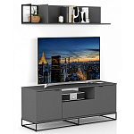 ТВ-тумба цвета графит с  2-мя дверцами и ящиком Strict Lines варинант исполнения - 6 | Loft Concept в Нижнем Новгороде